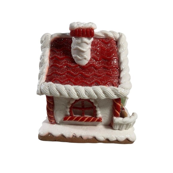Gingerbread Light-Up House Christmas Decor Snow Glitter 6” Tall EUC - Picture 8 of 10